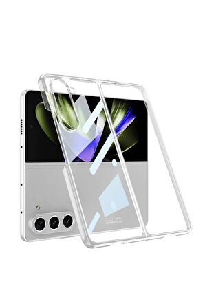 Samsung Galaxy Z Fold 5 ile Uyumlu Kılıf 180 Derece Açılıp Kapanabilen Cam Telefon Kılıfı Kapak