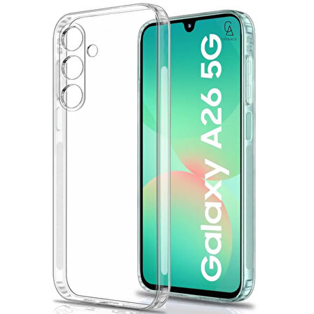 Samsung Galaxy A26 Uyumlu Kılıf Esnek Silikon Telefon Kılıfı ve Temperli Cam Ekran Koruyucu