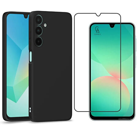 Samsung Galaxy A26 Uyumlu Kılıf Esnek Silikon Telefon Kılıfı ve Temperli Cam Ekran Koruyucu