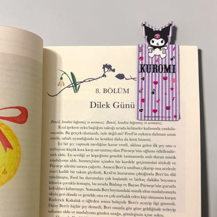 BakGelAl Sanrio Lisanslı Kuromi 3’lü Manyetik Kitap Ayracı Seti – Sevimli Bookmark Kırtasiye Aksesuarı
