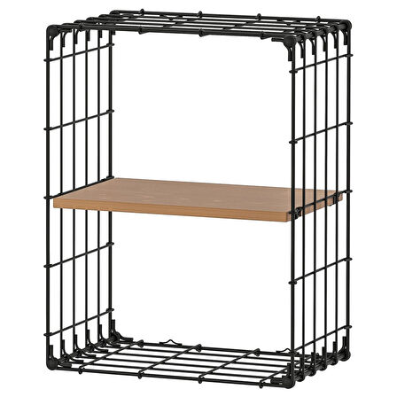 Duvar rafı, siyah-çam, 30x40 cm