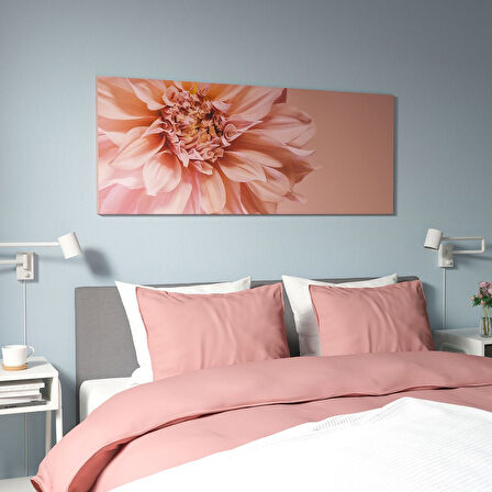 Çerçeveli resim, çok renkli, 140x56 cm, pembe çiçekler, siyah
