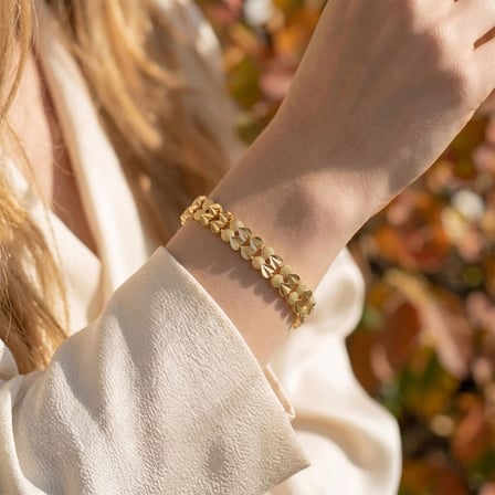 💎 Premium Şık ve Parlak Lovelle 24K Gold Kaplama 8 mm Kadın Bijuteri Bileklik 3183KBV5D11 (~18cm)