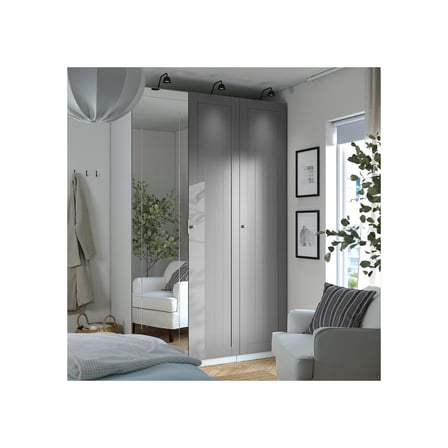 PAX gardırop, beyaz-aynalı cam, 150x60x236 cm
