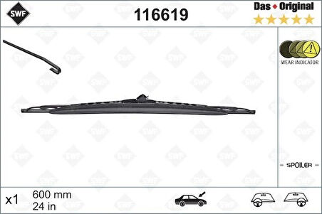 SİLECEK SWF 60CM X1 SPOİLERLİ VECTRA C -BMW 105 406 VOLVO S60 S80 MEGAN 2 VANEO 61618403033 76620S5SG01 76620S6DG01