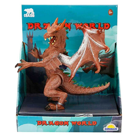 Standlı Ejderha Figürü  13 cm - Kahverengi