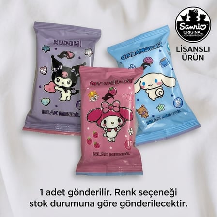 BakGelAl Kuromi Lisanslı Mini Islak Mendil- Kuromi Taşınabilir Cep Islak Mendili 15'li