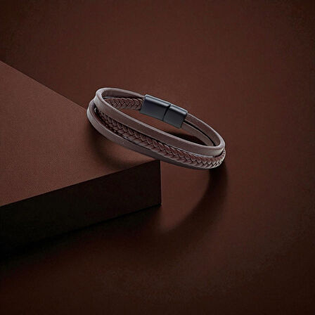  FM Sadece Kahverengi Saç Örgü Ve Çelik Bileklik 31833B10D4 