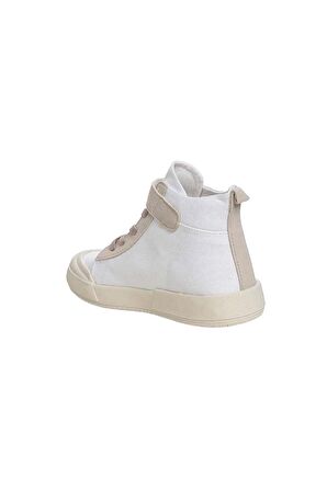 Ortopedik Unisex Işıklı Bilekli Keten Çocuk Spor Ayakkabı BEYAZ