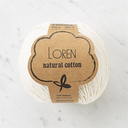 Loren Natural Cotton Krem El Örgü İpi - R083 - 33897