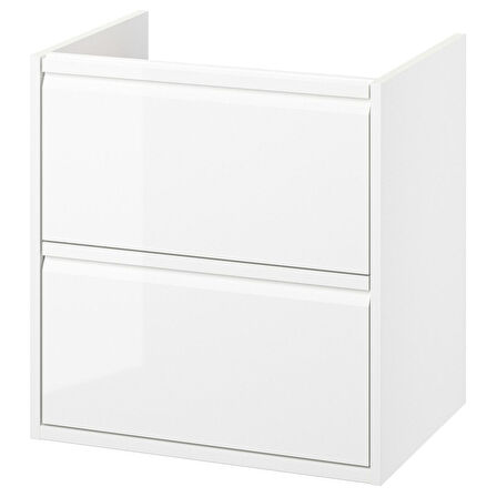 Lavabo dolabı, parlak cila beyaz, 60x48x63 cm, 2 çekmeceli