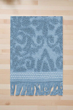 2 Parça Jakarlı Banyo Havlu Takımı &#37;100 Pamuklu 90x150 Cm Arden Mavi