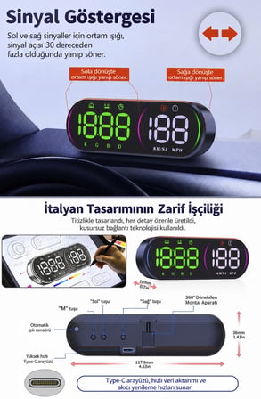 1990-2026 Renault Clio GPS Hız Göstergesi HUD Dijital Hız Saati