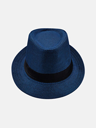  Yazlık Kumaş Lacivert Fötr Trilby Şapka