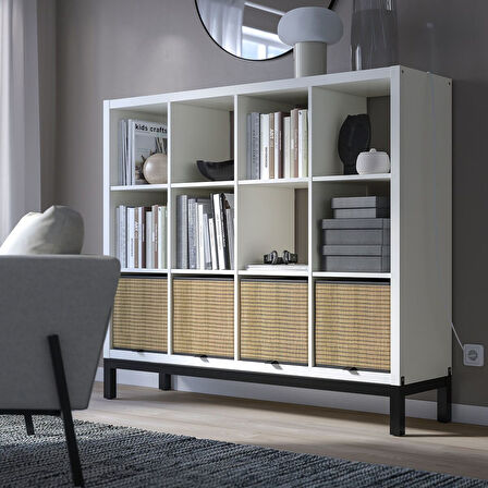 Açık raf ünitesi, beyaz-siyah, 147x129 cm