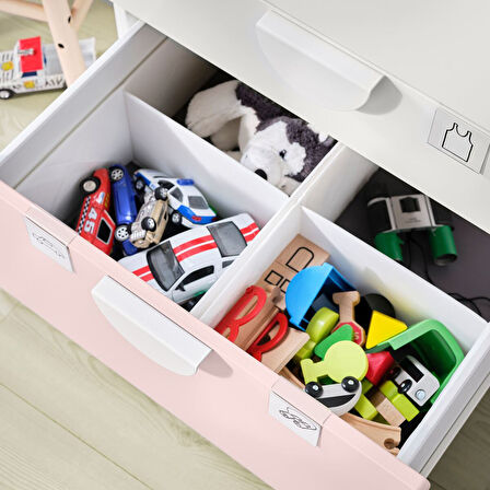 Çocuk şifonyeri, beyaz-uçuk pembe, 60x55x123 cm