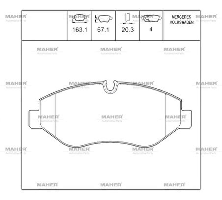FREN BALATA SPRINTER 2006-2009 / CRAFTER 2006-2016 TEK TEKER 3.5T ÖN / VITO 2014 W447 2E0698151E