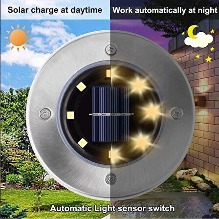 4'lü Solar Panelli Kazıklı Bahçe Aydınlatması