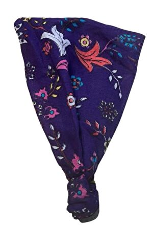 Kadın Çini Desenli Paraşüt Lastikli Bandana, Lastikli Saç Bandı, Bandana