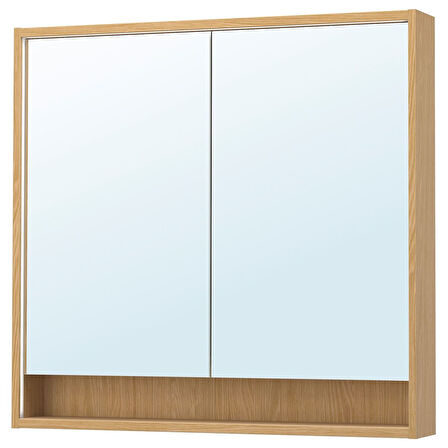 Banyo duvar dolabı, meşe görünümlü, 100x15x95 cm, kablosuz kontrol sürücülü
