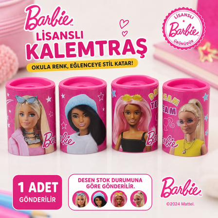 BakGelAl Lisanslı Barbie Metal Kalemtraş Hazneli Tekli Çocuk Okul Kırtasiye Kalem Açacağı