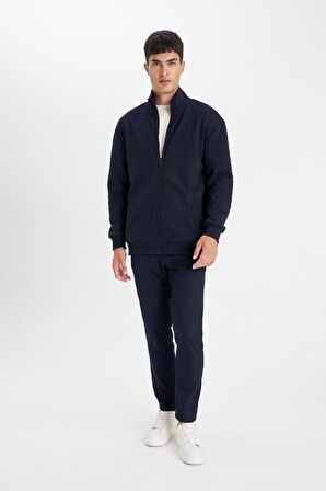 DeFacto Comfort Regular Fit Rahat Kesim Dik Yaka Cepli Basic Düz Fermuarlı Sweatshirt D4971AX24AUNV163