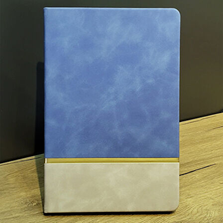 Mavi Gold Detaylı Deri Hatıra Defteri