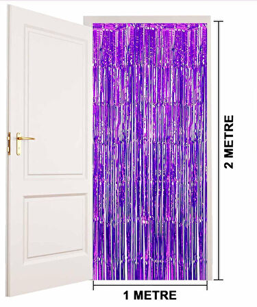 Mor Ekstra Metalize Saçaklı Arka Fon Perde