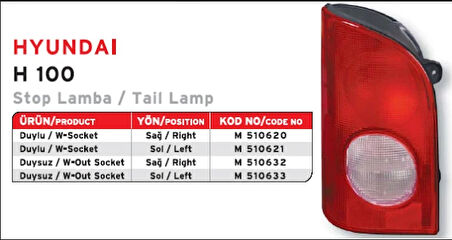 STOP LAMBASI DUYSUZ SOL H100 9240143810
