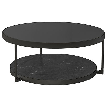 Orta sehpa, siyah-mermer görünümlü, 88 cm