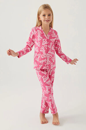 Barbie 1767-G Kız Çocuk Garson Gömlek Pijama Takımı