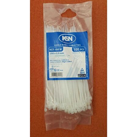 KSN Kablo Bağı Plastik Kelepçe Beyaz 9x1020mm  -  100 Adet 