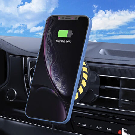 Magsafe hızlı şarj destekli Rbg ışıklı araba için havalandırma telefon tutucu araç içi tutucu