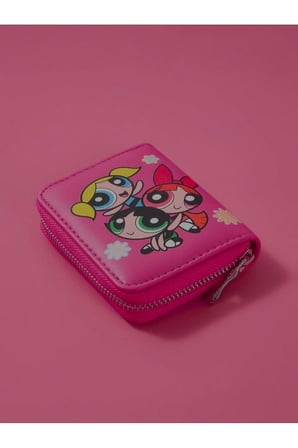 Powerpuff Girls Desenli Pembe Mini Cüzdan