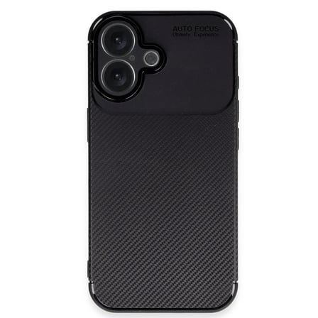 Apple iPhone 16 Plus Kılıf Auto Focus Karbon Kapak - Siyah