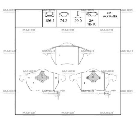 FREN BALATA PASSAT 1997-2005 / A4 1999-2005 / A6 1998-2005 1.8T-1.9 KULAKLI FİŞLİ ÖN 4B0698151N