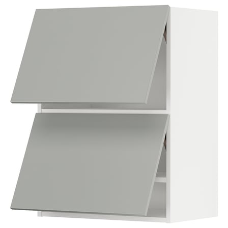 Mutfak yatay duvar dolabı, HAVSTORP açık gri-koyu gri, 60x80 cm, 2 kapaklı, çıt çıtlı menteşe