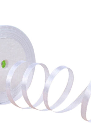 Saten Kurdele 1 cm 10 Metre Beyaz