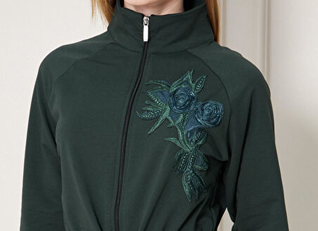 Kadın Pamuklu Beli Ayarlanabilir Tam Fermuarlı Tunik Eşofman Takım