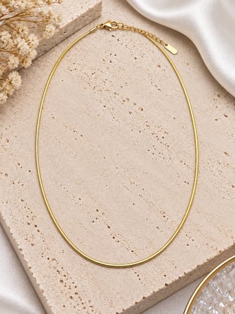 💎 Premium Parlak ve Şık Gold Renk İnce Yılan Zincir 316L Çelik Kadın Kolye (45cm)