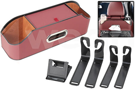 ARAÇ İÇİ KOLTUK ARKASI ORGANİZERİ BORDO AKSESUAR