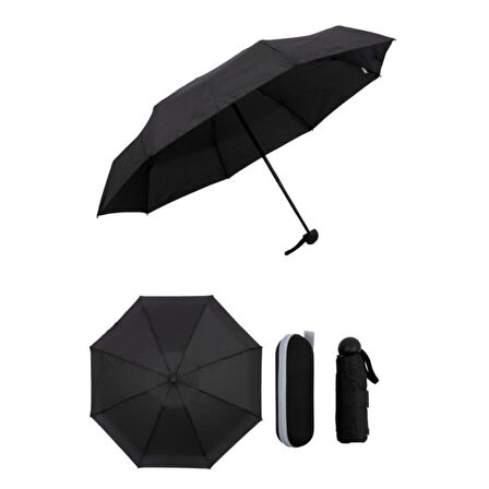 Adele Siyah Kapsül Kılıflı Şemsiye 54x91 cm - Modern, Şık ve Dayanıklı Tasarım