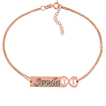 Gümüş Rose Kişiye Özel Sonsuzluk İsimli Kadın Bileklik