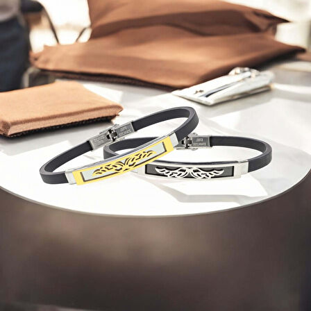  FM Melek Kanadı Desenli Çelik Bileklik 3183SCB003 