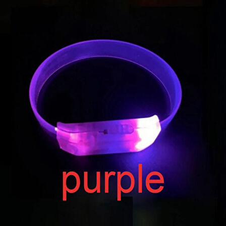 3 Modlu Pilli LED Işıklı Esnek Parti Bilekliği Mor