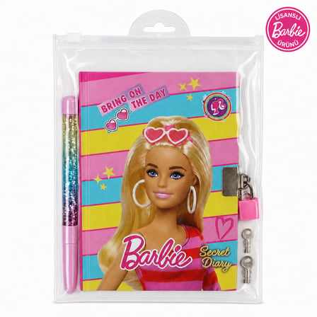 BakGelAl Barbie Kilitli Hatıra Defteri Seti – Kalemli Günlük Defter, Kilit ve Çocuk Kırtasiye Seti