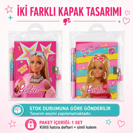 BakGelAl Barbie Kilitli Hatıra Defteri Seti – Kalemli Günlük Defter, Kilit ve Çocuk Kırtasiye Seti