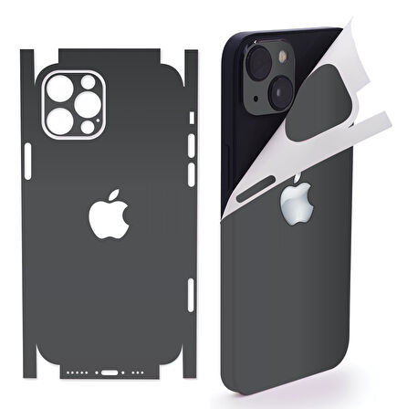 Apple İphone 15 için full kaplama koruma sticker kılıfsız kullanım çizilme önleyici KOYU GRİ