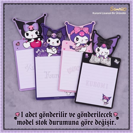 BakGelAl Sanrio Kuromi Mıknatıslı Not Defteri – Buzdolabı Magnetli Alışveriş ve Hatırlatma Notluğu