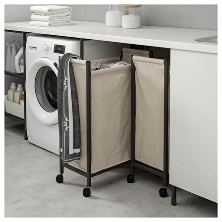 Çamaşır sepeti, antrasit, 80 lt, tekerlekli